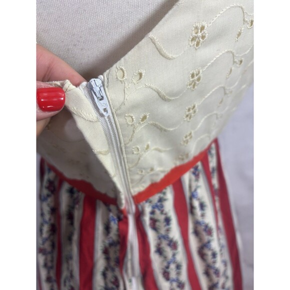 Vtg 70s Princess Kaiulani Hawaiian Maxi Floral Dress M Short Puff Sleeves Eyelet - Picture 8 of 16